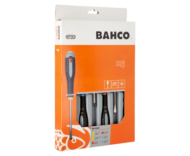 Комплект 6 броя отвертки ERGO - шлиц, PH и PZ BAHCO BE-9886