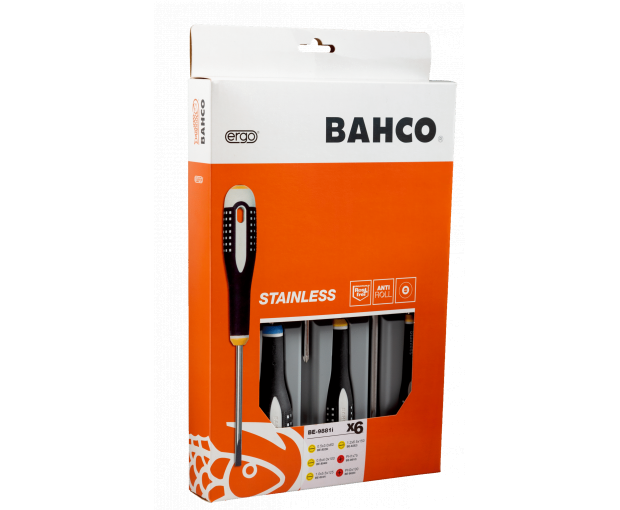 Комплект 6 броя отвертки ERGO INOX - шлиц и PH BAHCO BE-9881i