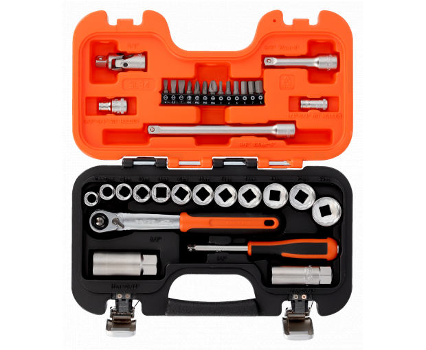 Комплект вложки и аксесоари 3/8 и 1/4, 34 части BAHCO SL34