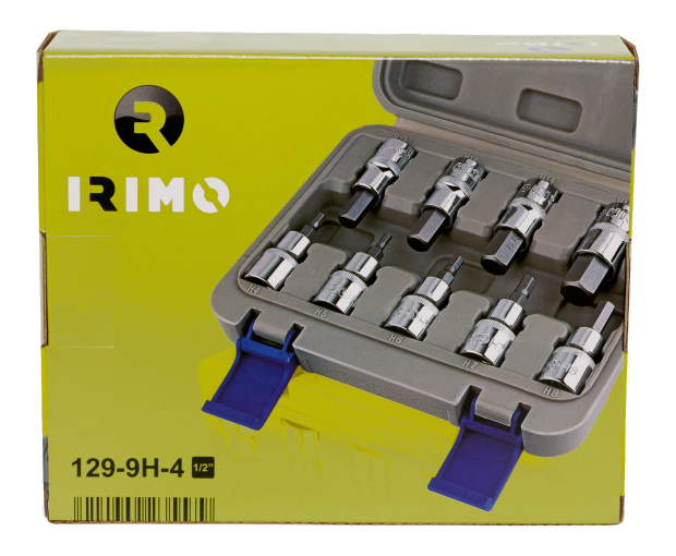 Комплект вложки на 1/2 с накрайник шестостен, 9 броя Irimo 129-9H-4
