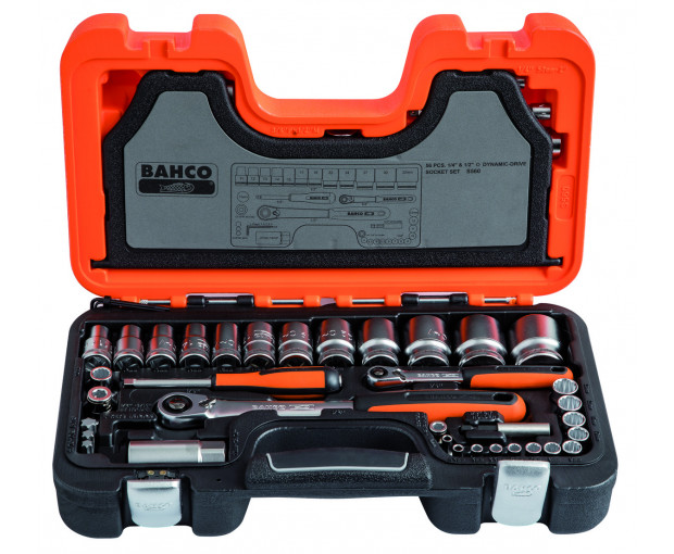 Комплект вложки и аксесоари 1/4 и 1/2, 56 части BAHCO S560