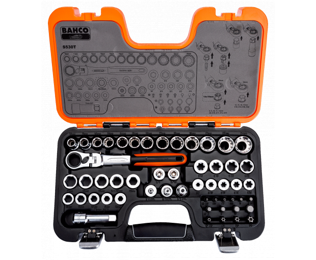 Комплект проходни вложки, 53 части BAHCO S530T