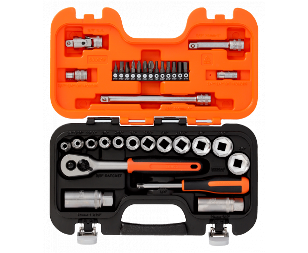 Комплект вложки и аксесоари 1/4 и 3/8, 34 части инчови BAHCO S330AF