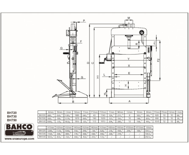 Хидравлична преса 20 тона BAHCO BH720