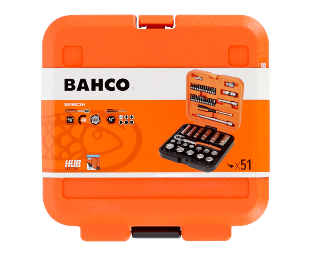 Комплект вложки и аксесоари на 3/8'', 51 части BAHCO S51MC3H