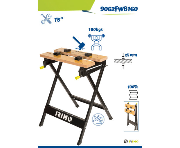 Сгъваема работна маса 760 x 610 x 605 mm Irimo 9062FWB160