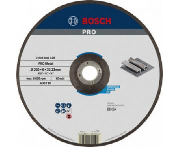 Диск BOSCH за грубо шлифоване, Expert for Metal 230х6, 2608600228