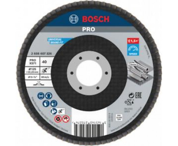 Ламелен диск BOSCH, PRO X571, 125 mm, G40, 2608607326 
, 2608607326