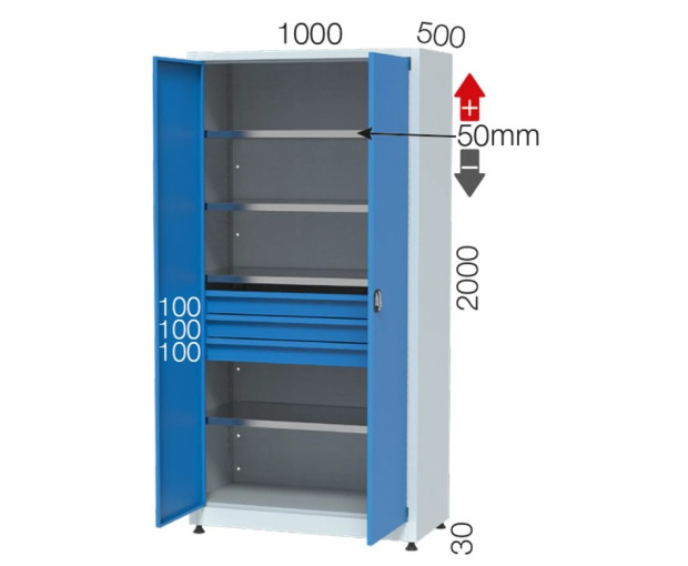 Комбиниран шкаф с 3 чекмеджета и 4 рафта KOCEL - 6342