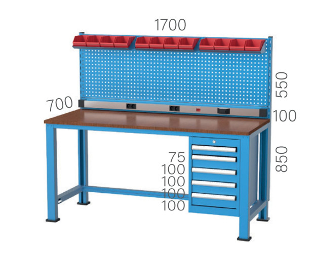 Работна маса с 5 чекмеджета и панел за инструменти KOCEL - 3140