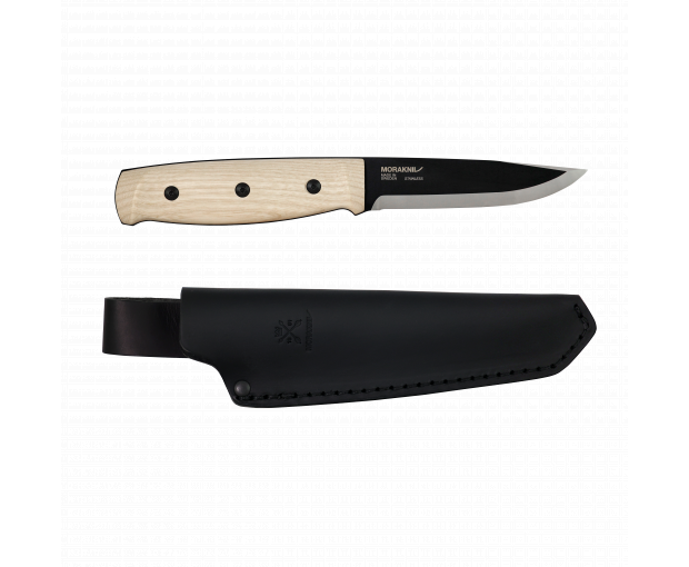 Нож MORAKNIV Lok BlackBlade (S) с кожена кания и дръжка от ясен