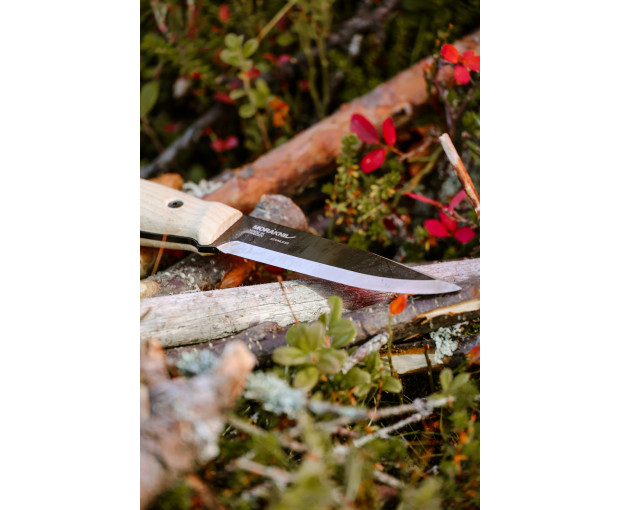 Нож MORAKNIV Lok BlackBlade (S) с кожена кания и дръжка от ясен