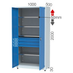 Комбиниран шкаф с 3 чекмеджета и 4 рафта KOCEL - 6342