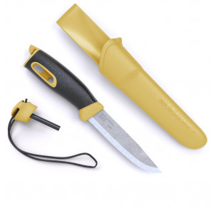 Нож MORAKNIV Companion Spark жълт със запалка в дръжката